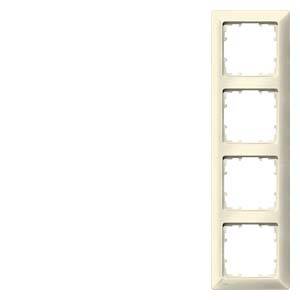 Ein quadratischer, weißer, vierteiliger Rahmen ohne Einsatz, zum Einbau in eine Wand.