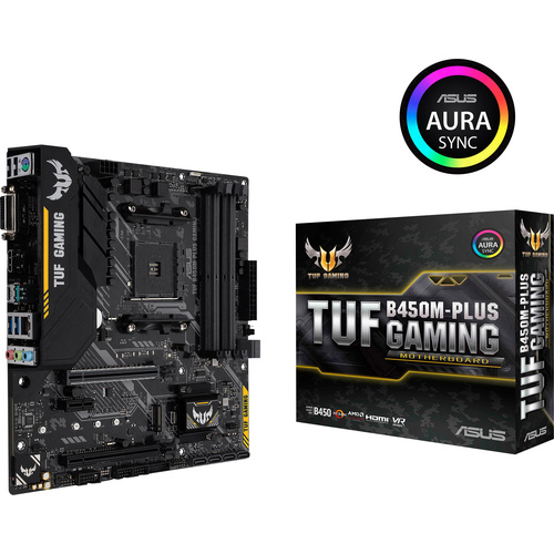 Asus TUF B450M-Plus Gaming Mainboard Sockel AMD AM4 Formfaktor Micro-ATX Mainboard-Chipsatz AMD® B4