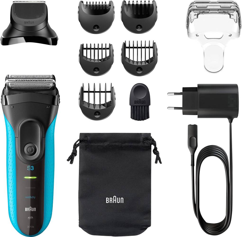 Braun Series 3 Shave&Style 3010BT Folienrasierer Schwarz, Blau