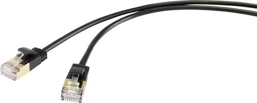 Renkforce RF-4538188 RJ45 Patchkabel CAT 8.1 F/FTP 1.00 m Schwarz extrem dünn, vergoldete Steckkont