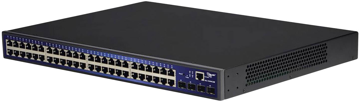 Ein Netzwerk-Switch mit 48 Ethernet-Ports und 4 SFP-Ports, geeignet für die Verbindung mehrerer Geräte in einem Netzwerk.