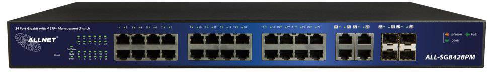 Allnet ALL-SG8428PM Netzwerk Switch 24 + 4 Port 1000 MBit/s PoE-Funktion