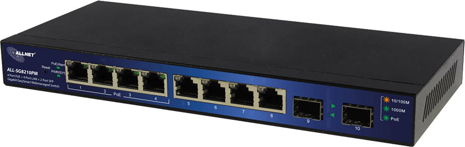ALLNET ALL-SG8210PM, Managed, L2+, Gigabit Ethernet (10/100/1000), Power over Ethernet (PoE), Wandmontage