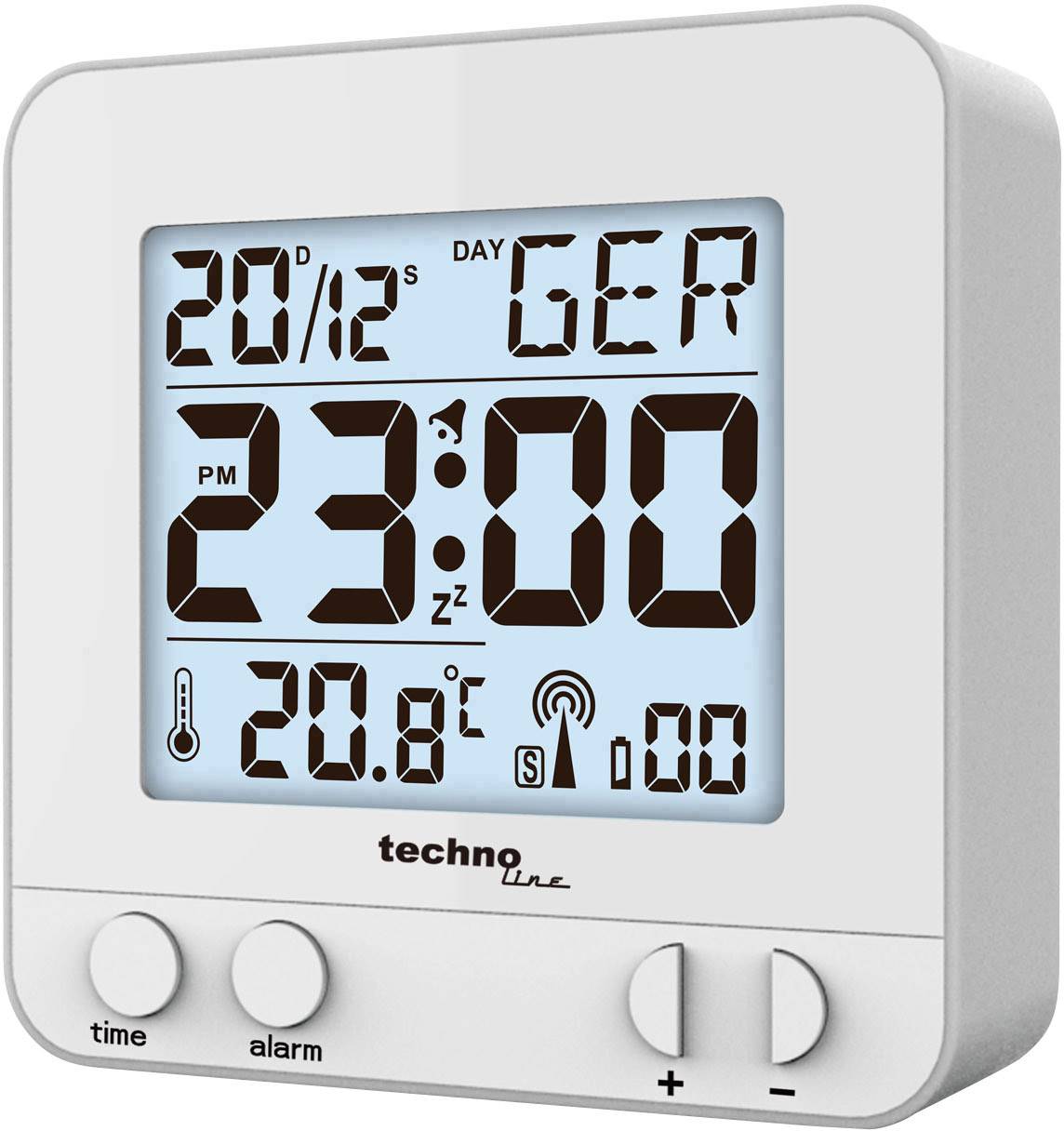 Techno Line WT235si Funk Wecker Silber Alarmzeiten 1