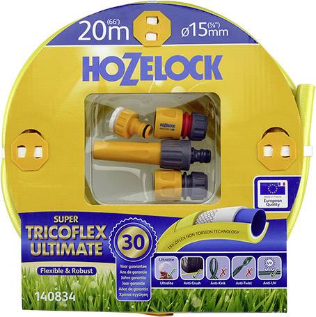 Gartenschlauch Hozelock 20 m, Ø 15 mm, Tricoflex Ultimate, flexibel und robust, inklusive Zubehör. Geeignet für Anti-Torsion und knickfest.