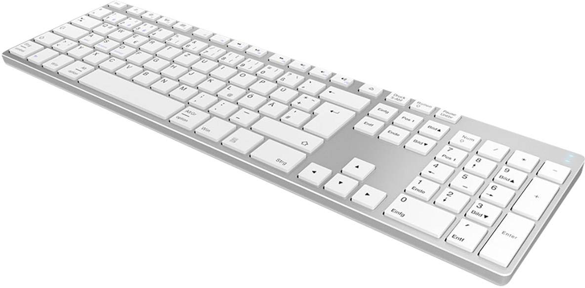 Keysonic KSK-8022BT (DE) Funk Tastatur Deutsch, QWERTZ Weiß Wiederaufladbar