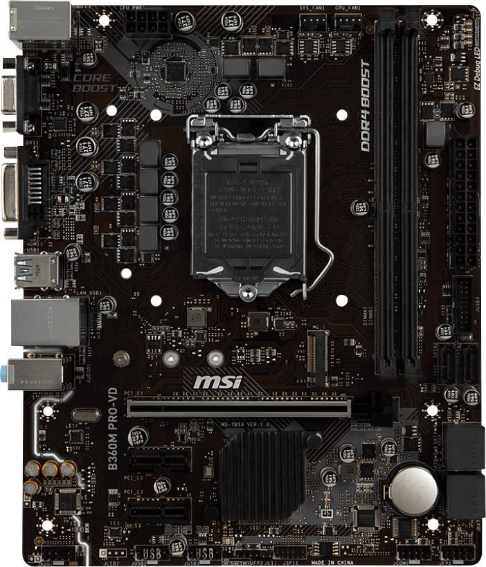 MSI B360M PRO-VD Mainboard Sockel (PC) Intel® 1151v2 Formfaktor (Details) Micro-ATX Mainboard-Chipsatz Intel® B360