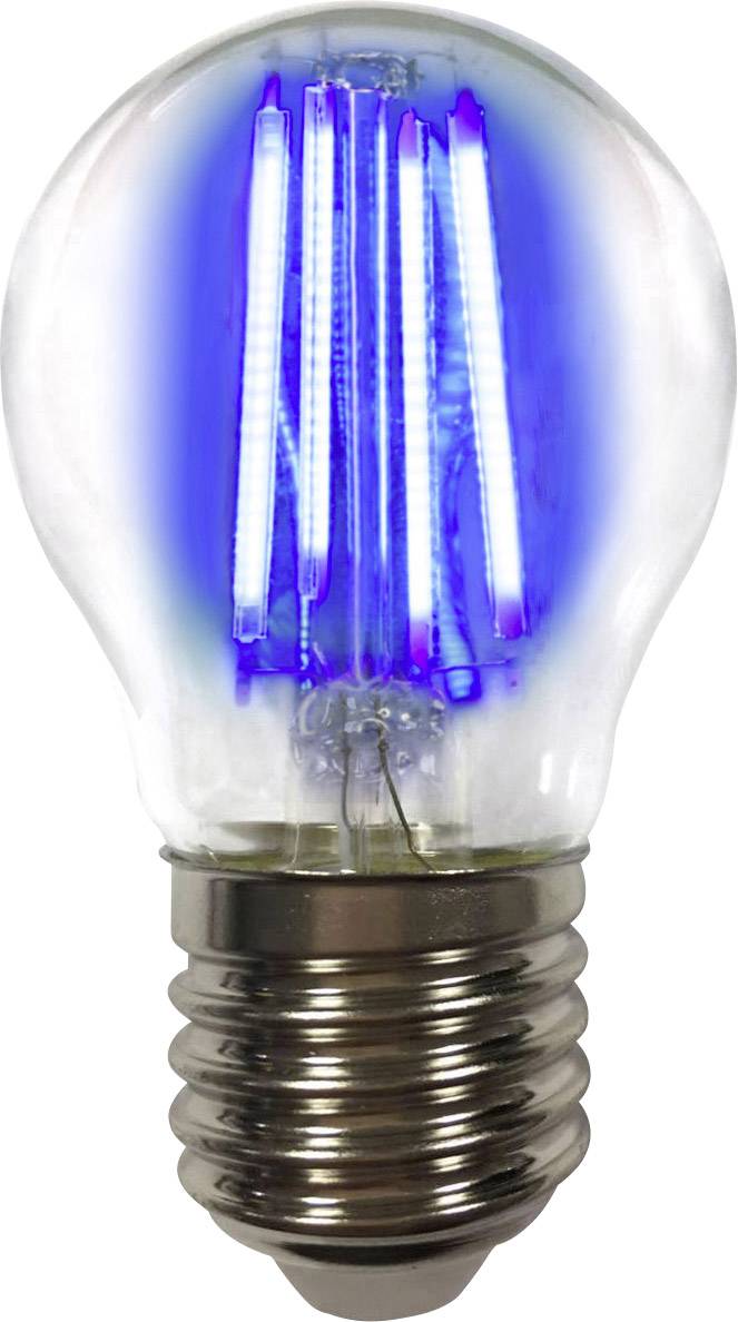 LightMe LM85315 LED EEK G (A - G) E27 Tropfenform 4 W Blau (Ø x L) 45 mm x 77 mm Filament 1 St.