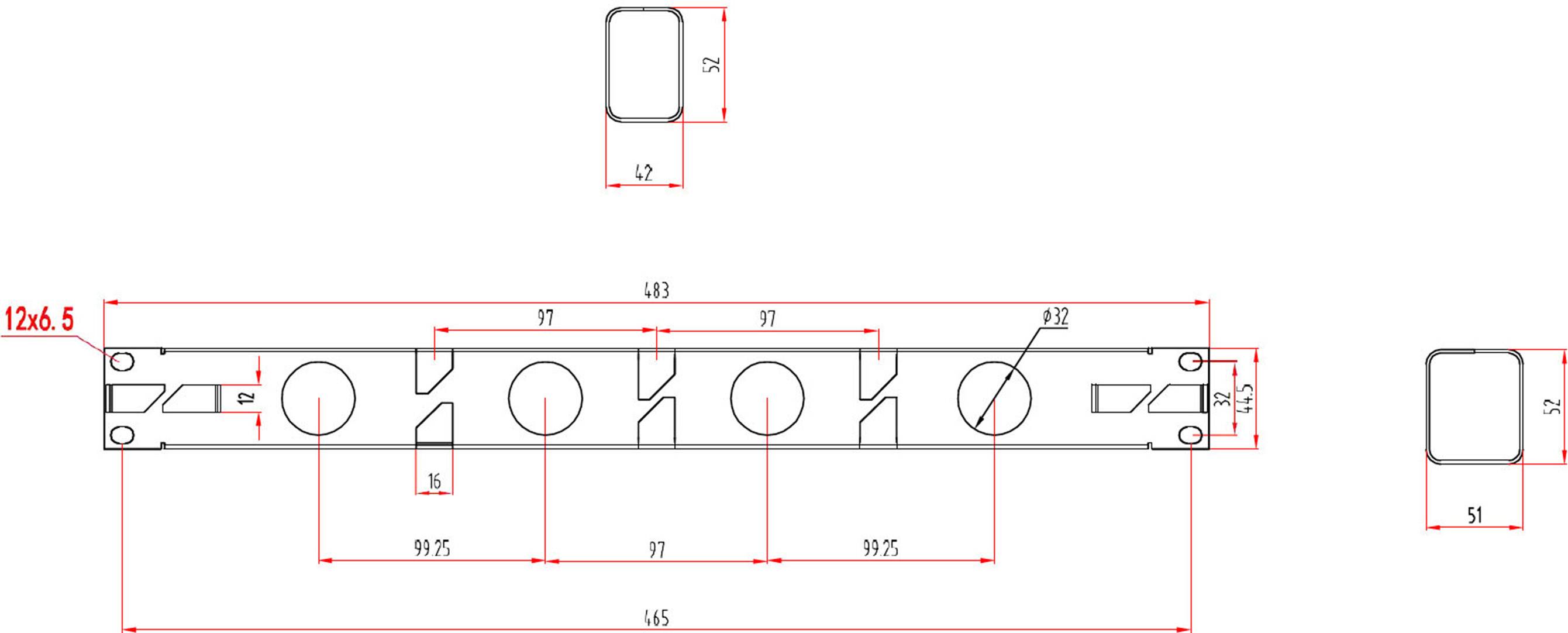 Renkforce RF-3525042 19 Zoll Netzwerkschrank-Kabelführung 1 HE Schwarz