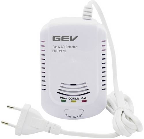 GEV a4025002470 Gas- und Kohlenmonoxidmelder netzbetrieben detektiert Kohlenmonoxid, Butan, Methan,