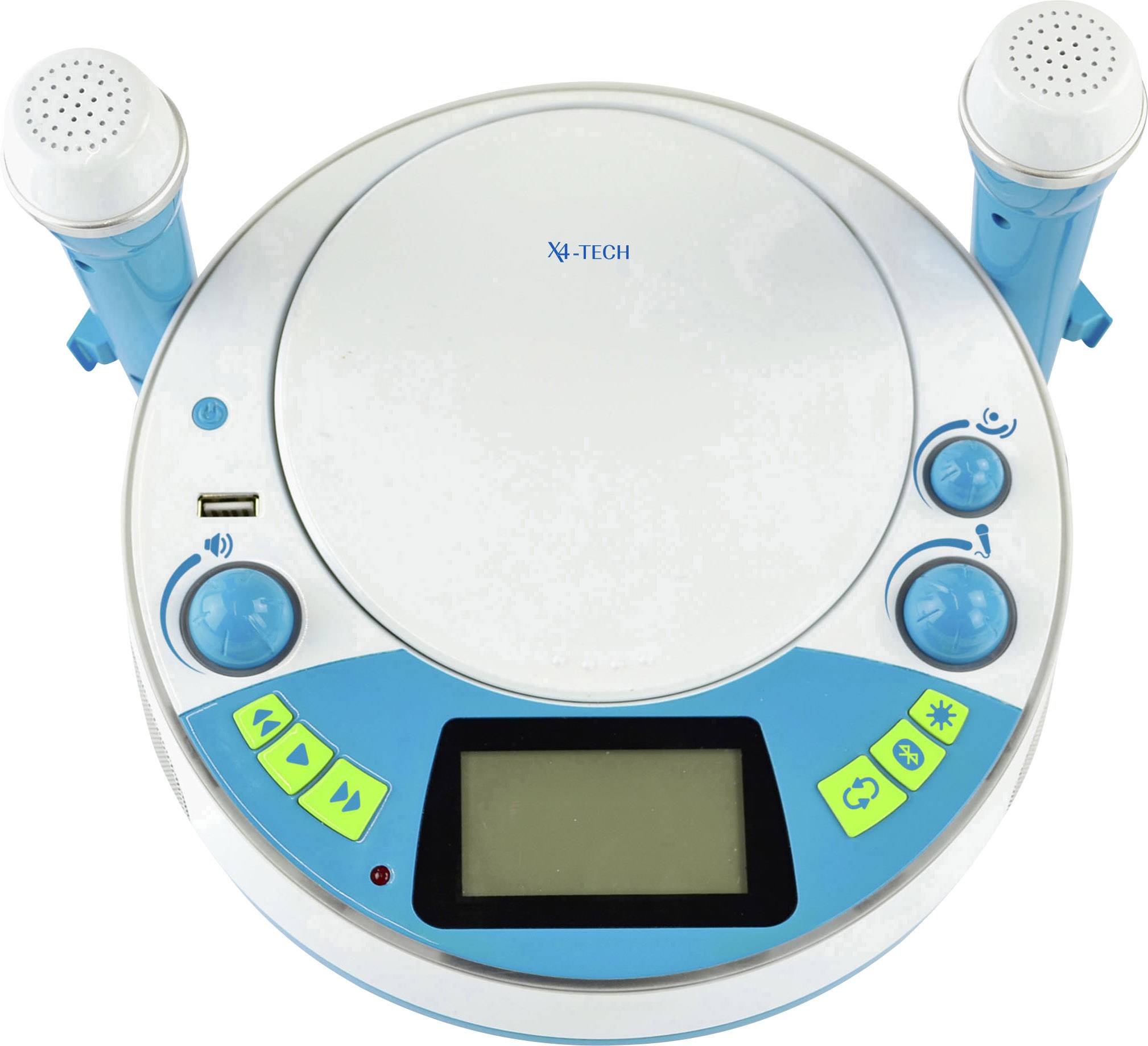 X4 Tech Bobby Joey Jam Box Kinder CD-Player Bluetooth®, AUX, CD, USB, SD Inkl. Karaoke-Funktion, Inkl. Mikrofon Blau