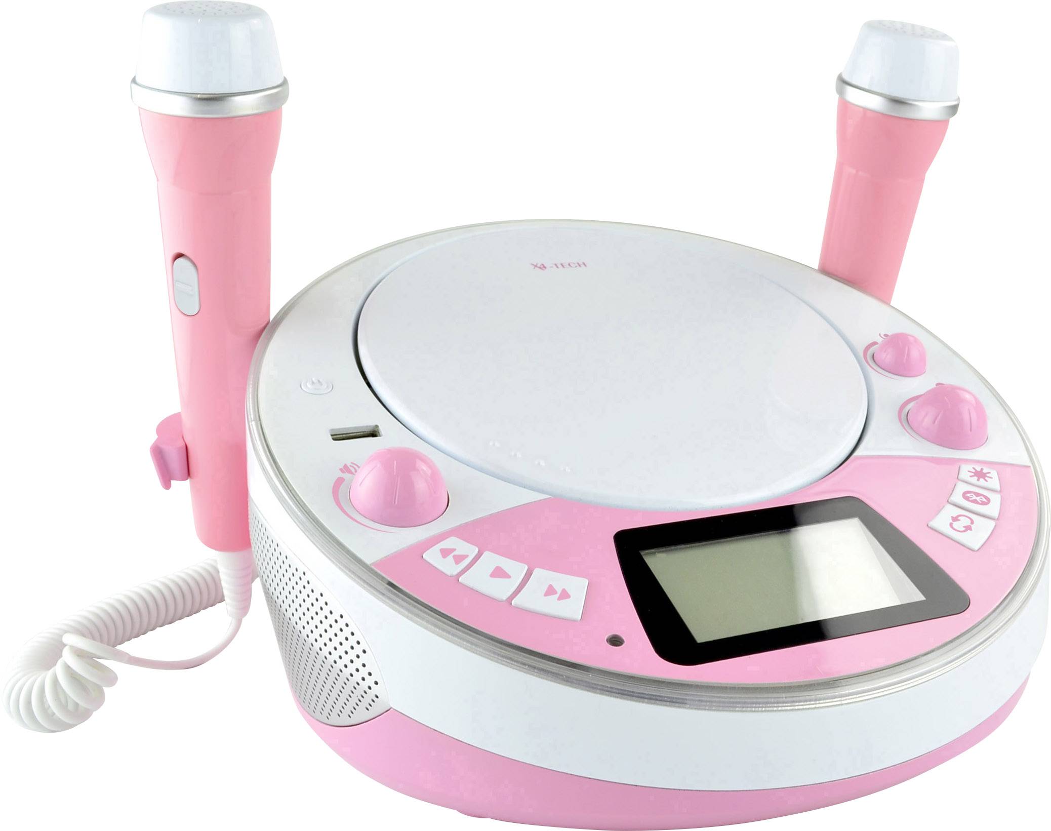 X4 Tech Bobby Joey Jam Box Kinder CD-Player Bluetooth®, AUX, CD, USB, SD Inkl. Karaoke-Funktion, Inkl. Mikrofon Rosa