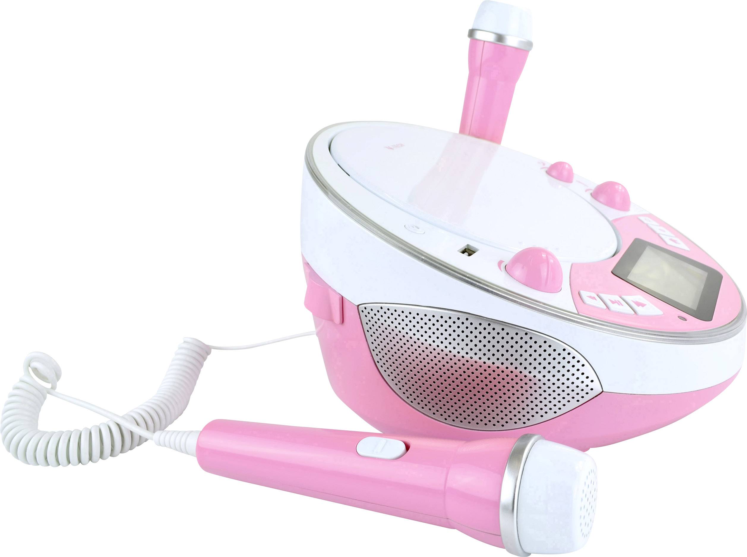 X4 Tech Bobby Joey Jam Box Kinder CD-Player Bluetooth®, AUX, CD, USB, SD Inkl. Karaoke-Funktion, Inkl. Mikrofon Rosa