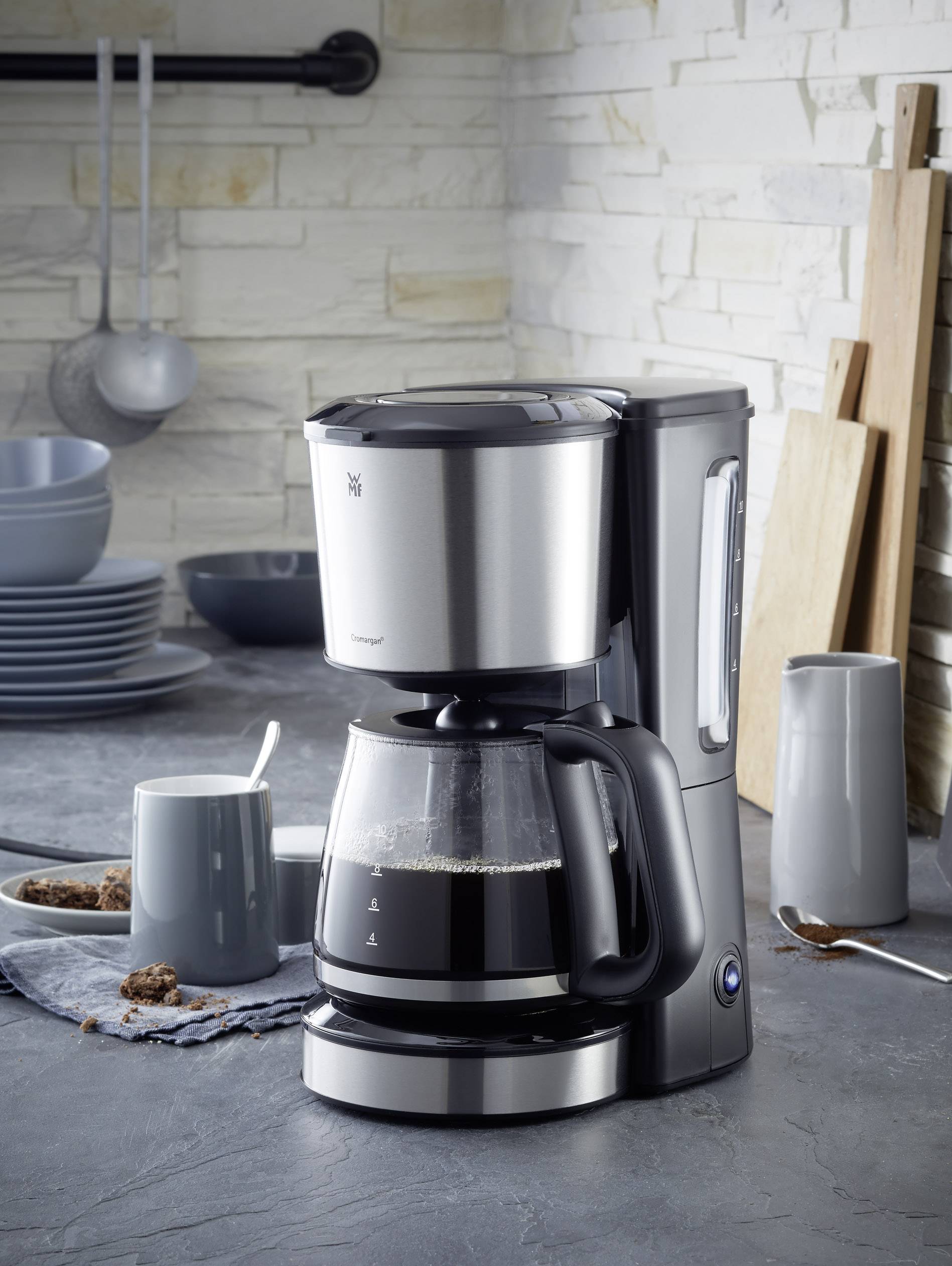 WMF 412250011 Kaffeemaschine Silber (matt), Schwarz Fassungsvermögen Tassen=10