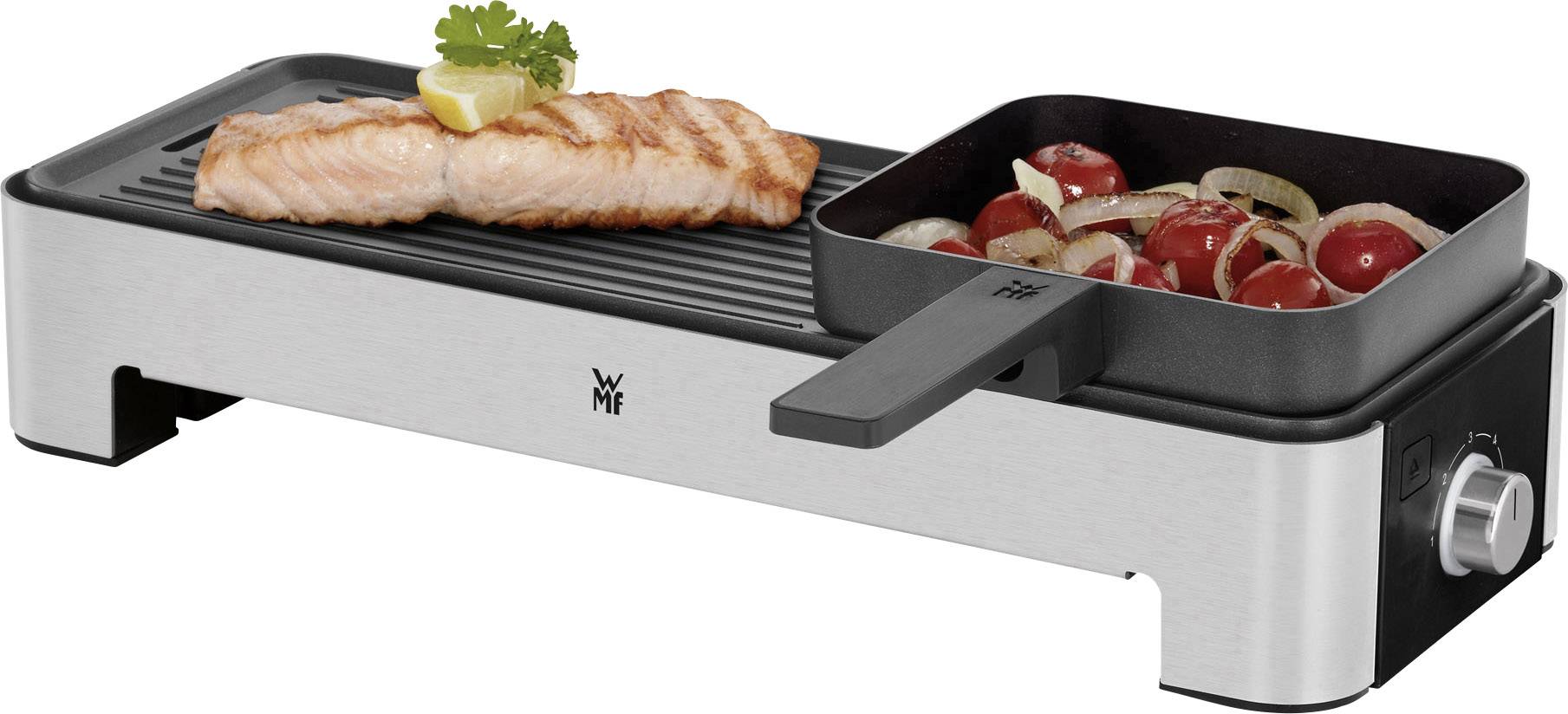 WMF 0415170011 Elektro Tischgrill mit manueller Temperatureinstellung Schwarz, Silber