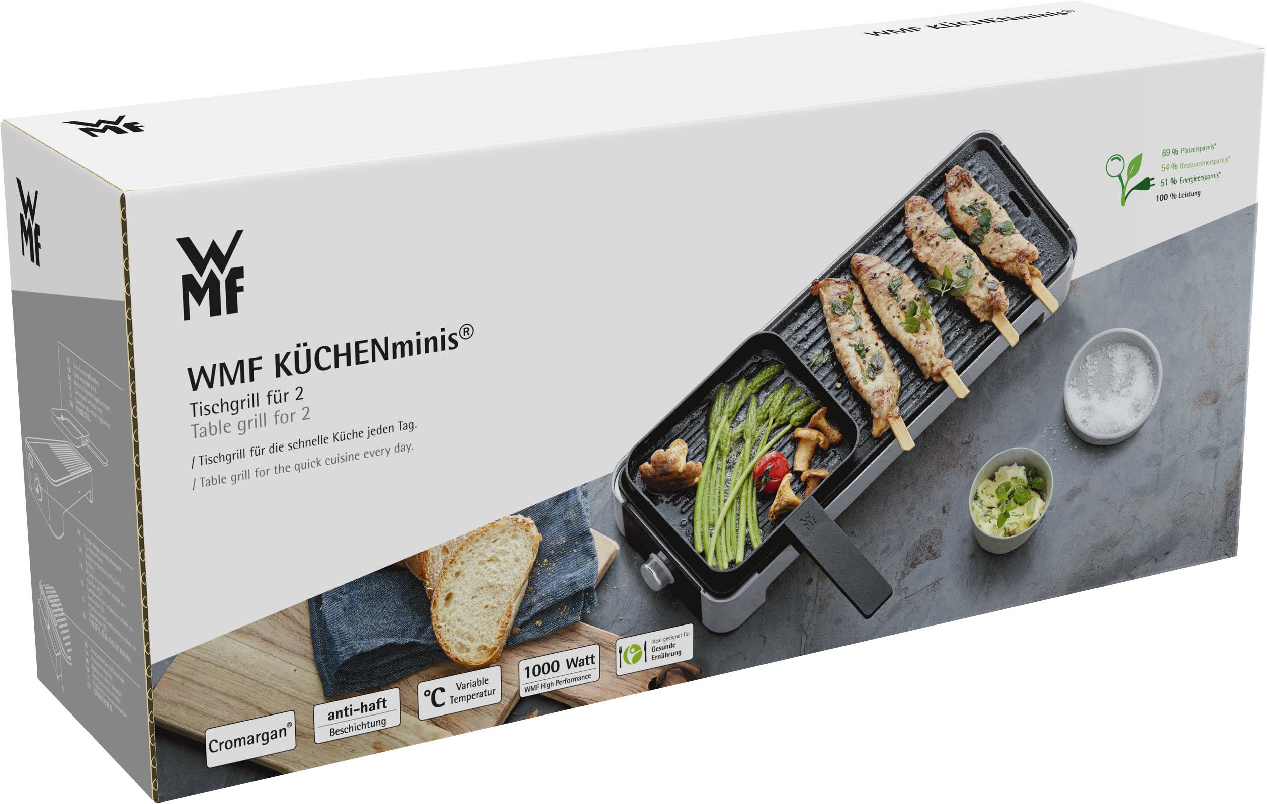 WMF 0415170011 Elektro Tischgrill mit manueller Temperatureinstellung Schwarz, Silber