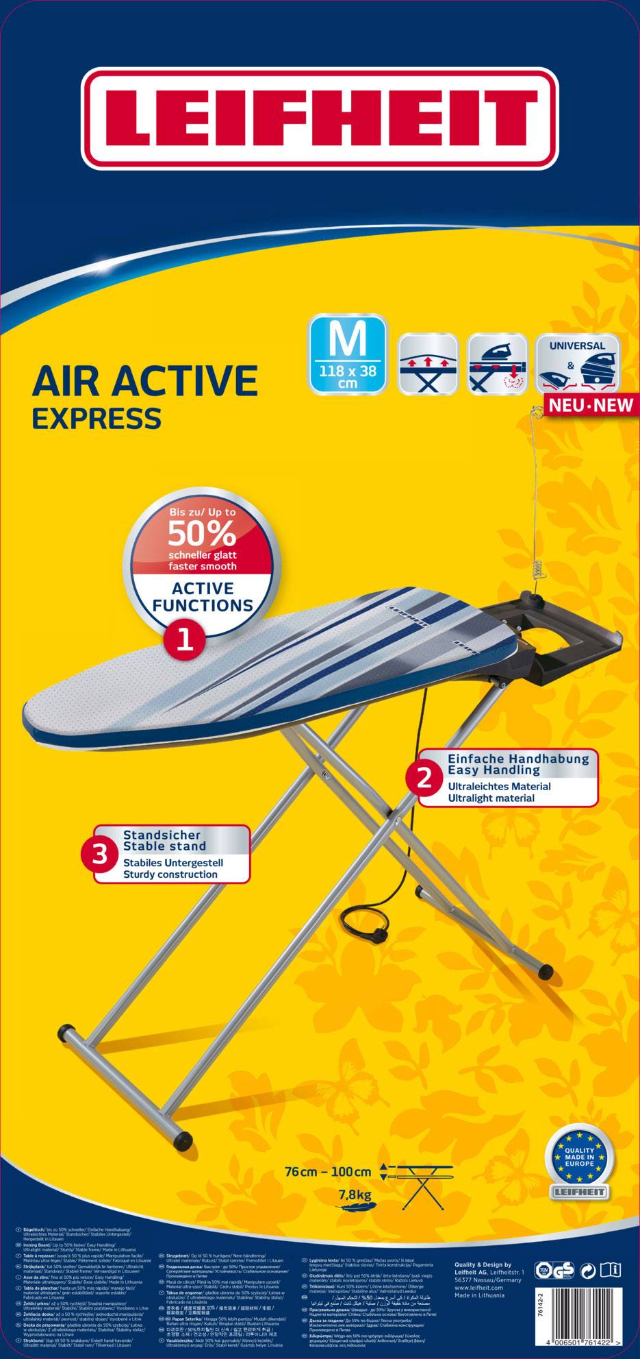 Leifheit AirActive Express M Bügelbrett 1 St. Silber, Blau