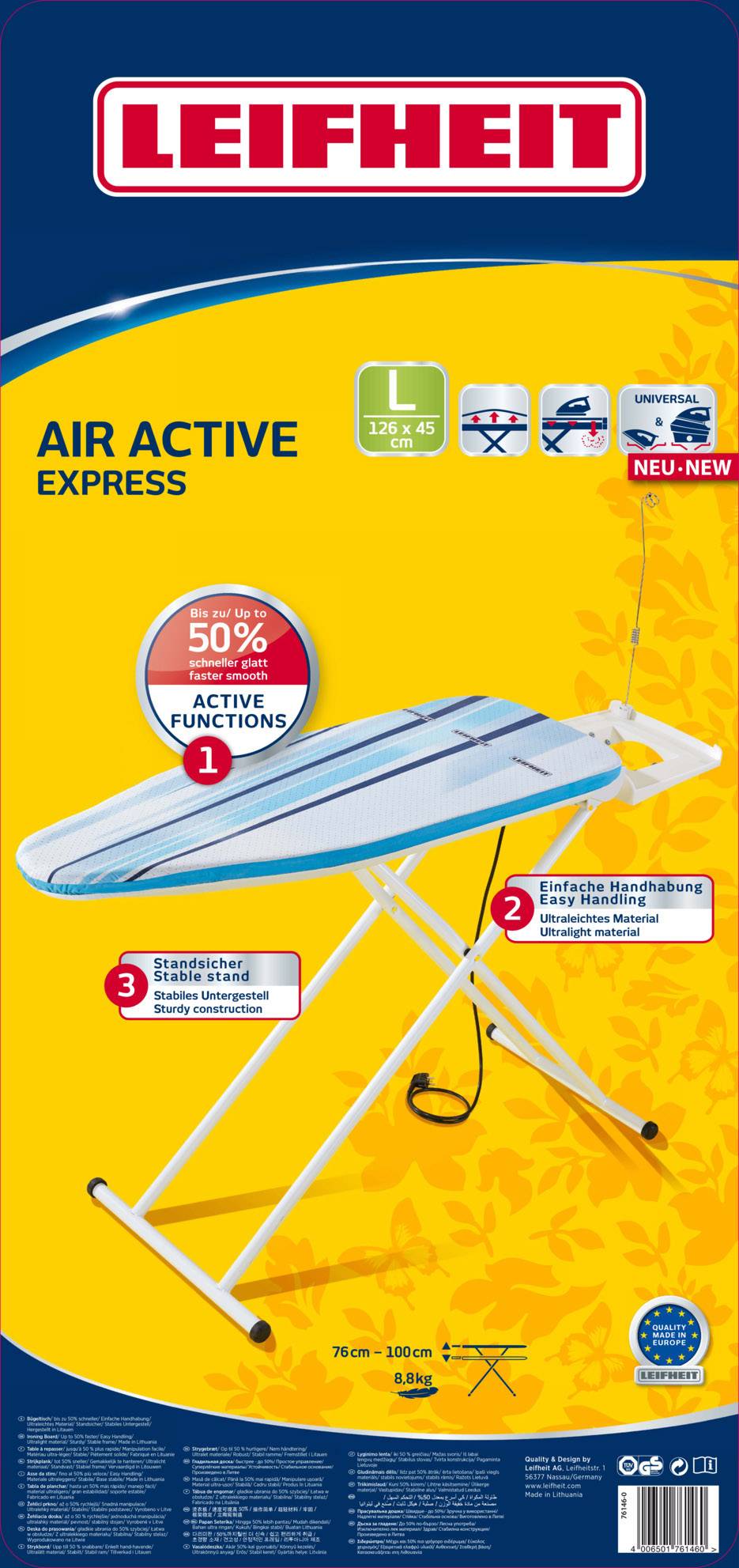 Leifheit AirActive Express L Bügelbrett 1 St. Blau, Weiß