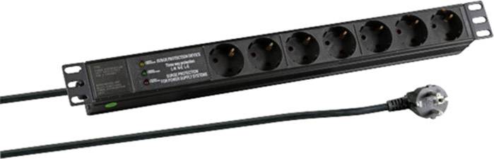 EFB 19" 1HE Steckdosenleiste 7xCEE 7/3 mit ÜSS,Alu,sw