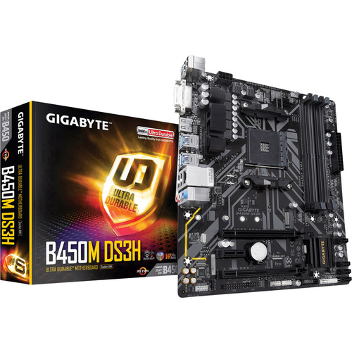 Gigabyte B450M DS3H Mainboard Sockel (PC) AMD AM4 Formfaktor (Details) Micro-ATX Mainboard-Chipsatz