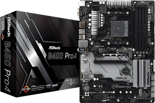 ASRock B450 Pro4 Mainboard Sockel (PC) AMD AM4 Formfaktor (Details) ATX Mainboard-Chipsatz AMD® B45