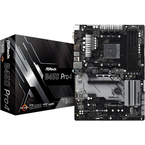 ASRock B450 Pro4 Mainboard Sockel (PC) AMD AM4 Formfaktor (Details) ATX Mainboard-Chipsatz AMD® B45