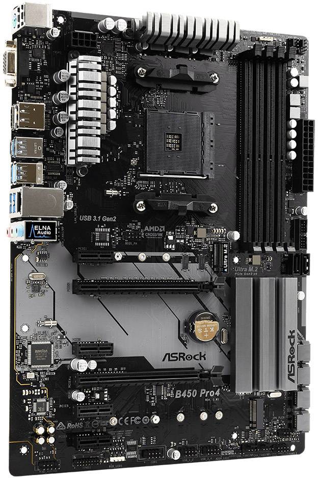 ASRock B450 Pro4 Mainboard Sockel (PC) AMD AM4 Formfaktor (Details) ATX Mainboard-Chipsatz AMD® B450