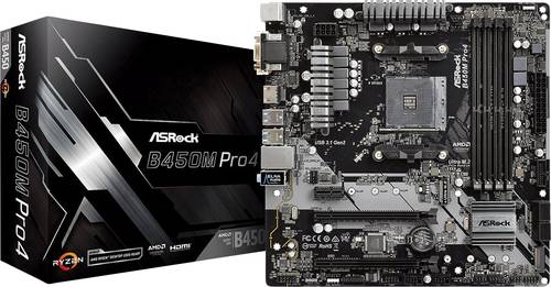 ASRock B450M-Pro4 Mainboard Sockel (PC) AMD AM4 Formfaktor (Details) Micro-ATX Mainboard-Chipsatz AM