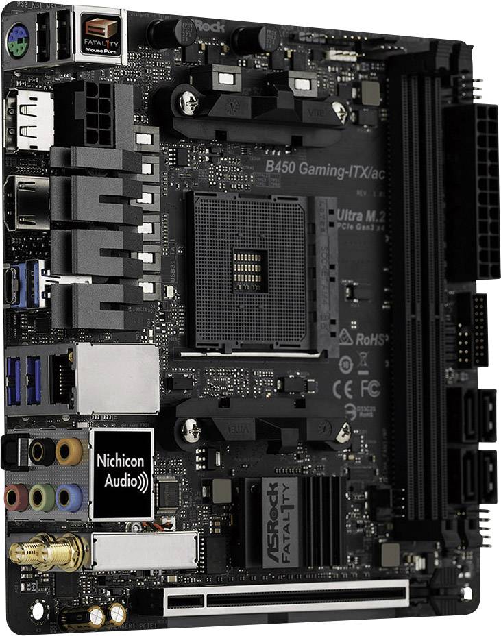 ASRock B450 Gaming-ITX/AC Mainboard Sockel (PC) AMD® AM4 Formfaktor (Details) Mini-ITX Mainboard-Chipsatz AMD® B450