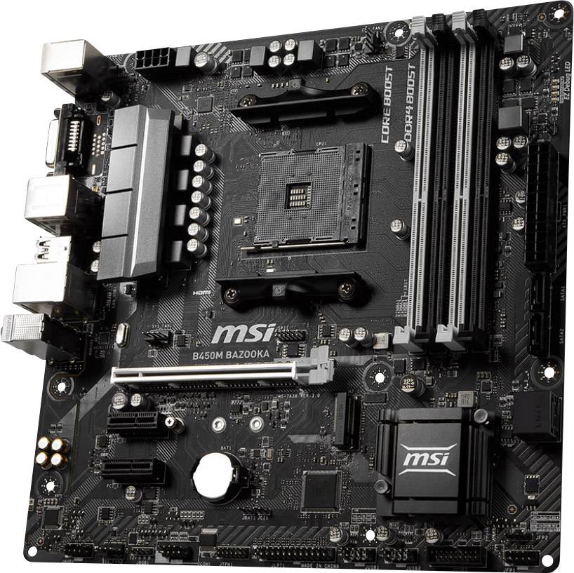 MSI Gaming B450M Bazooka Mainboard Sockel (PC) AMD AM4 Formfaktor (Details) Micro-ATX Mainboard-Chipsatz AMD® B450