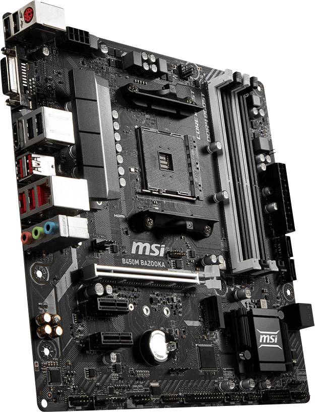 MSI Gaming B450M Bazooka Mainboard Sockel (PC) AMD AM4 Formfaktor (Details) Micro-ATX Mainboard-Chipsatz AMD® B450