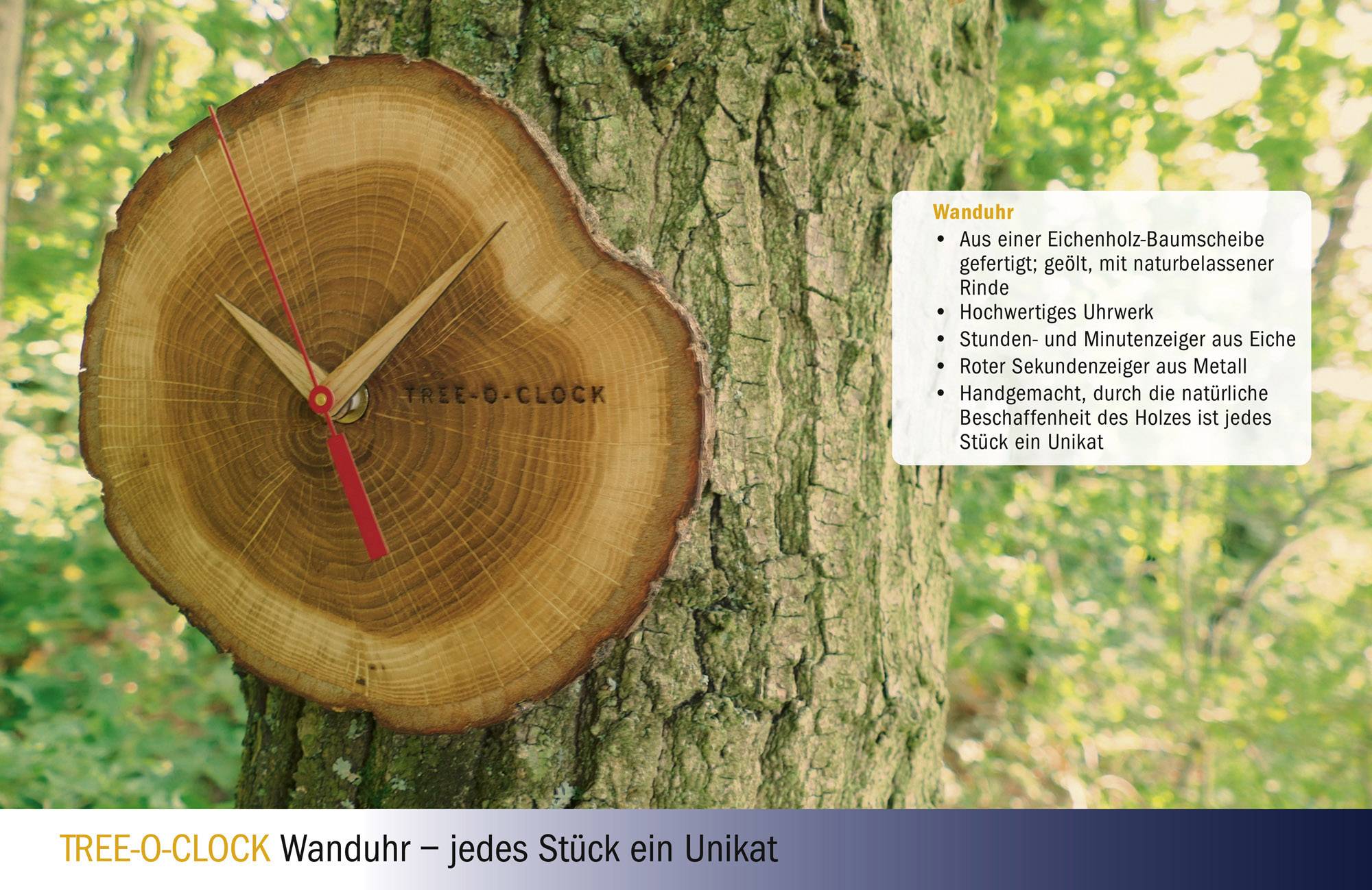 TFA Dostmann 60.3046.08 Quarz Wanduhr 172mm x 180mm x 40mm Eiche, Holz Echtholz