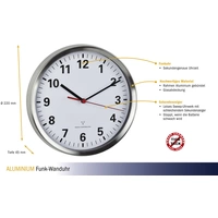 TFA Dostmann 60.3529.02 Funk Wanduhr 22cm x 4.5cm Aluminium Leisegang-Uhrwerk, Energiesparfunktion TFA Dostmann 60.3529.02 Funk Wanduhr 22cm x 4.5cm Aluminium Leisegang-Uhrwerk, Energiesparfunktion