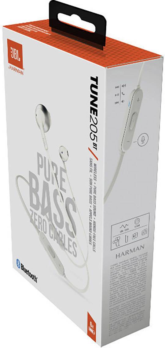 JBL Tune 205 BT In Ear Kopfhörer Bluetooth® Silber Headset