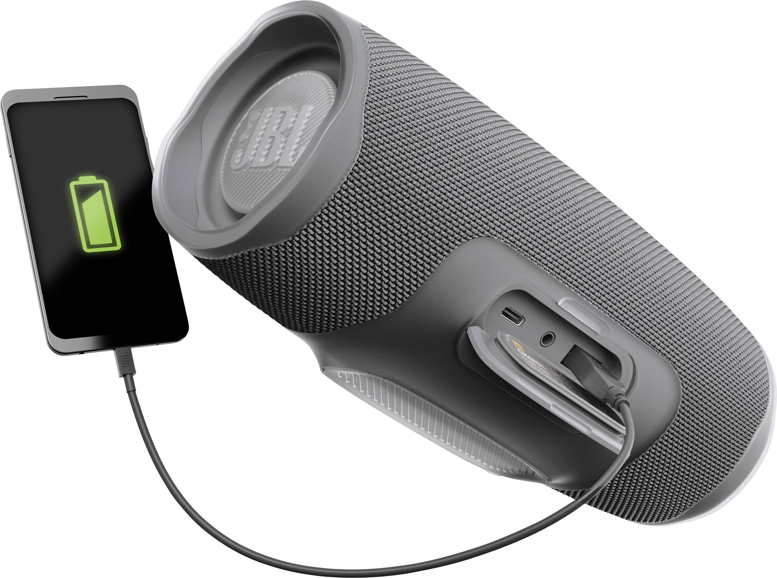 JBL Charge 4 Bluetooth® Lautsprecher Outdoor, Wasserfest, USB Grau