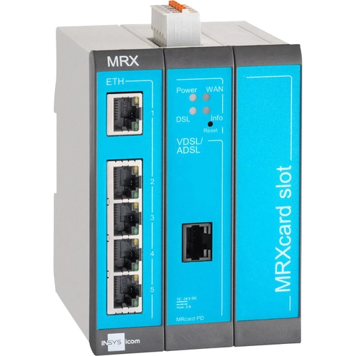 Insys MRX-3 DSL (Annex J/B) Modularer DSL-Router Ethernet, RS 485, RS 232 12 V/DC, 24 V/DC Insys MRX-3 DSL (Annex J/B) Modularer DSL-Router Ethernet, RS 485, RS 232 12 V/DC, 24 V/DC