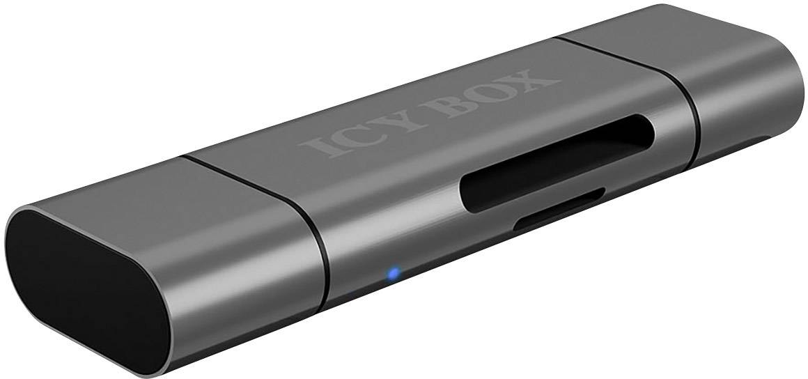 ICY BOX Externer Speicherkartenleser USB-C®, USB-A (USB 3.2 Gen 1), Micro-USB B (USB 2.0) Anthrazit