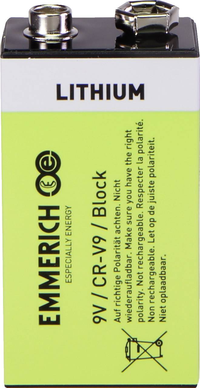 Emmerich Industrial 6LR61 9V Block-Batterie Lithium 800 mAh 10St.