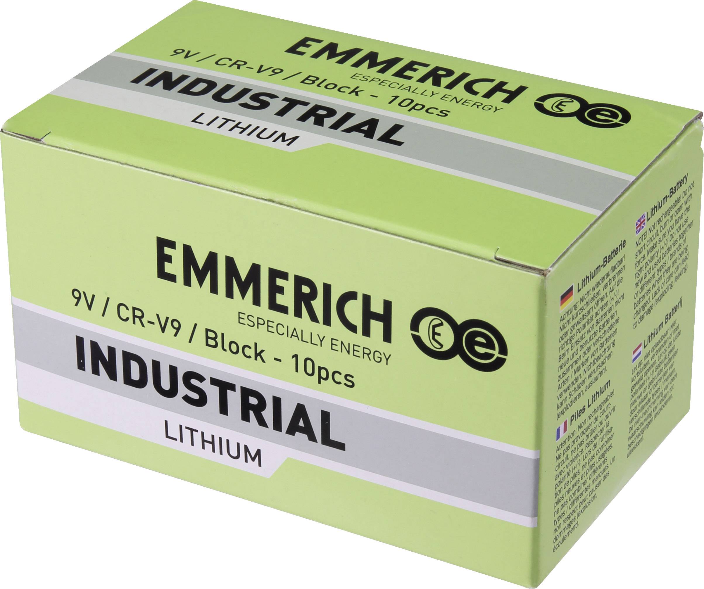 Emmerich Industrial 6LR61 9V Block-Batterie Lithium 800 mAh 10St.