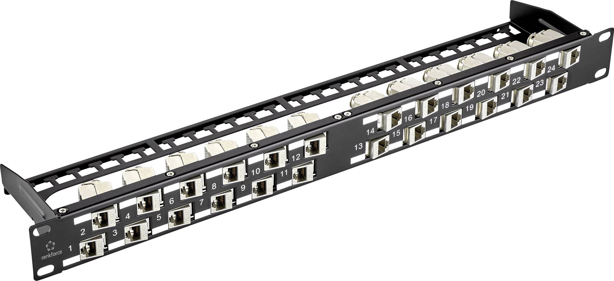 Renkforce KS10 24 Port Netzwerk-Patchpanel 483mm (19") CAT 6a 1 HE Bestückt