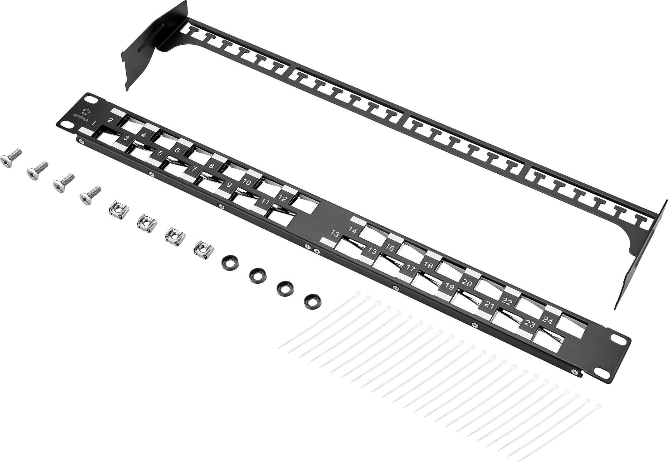 Renkforce KS10 24 Port Netzwerk-Patchpanel 483mm (19") CAT 6a 1 HE Bestückt