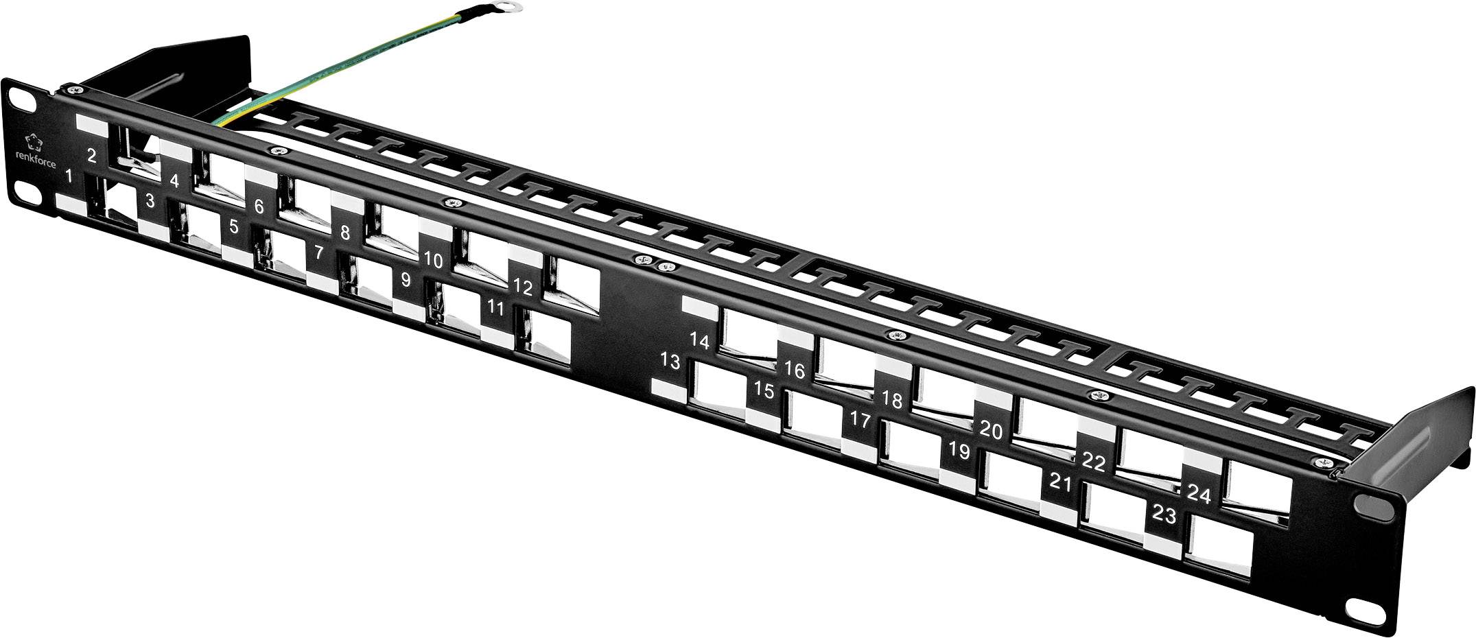 Renkforce KS10 24 Port Netzwerk-Patchpanel 483mm (19") CAT 6a 1 HE Bestückt