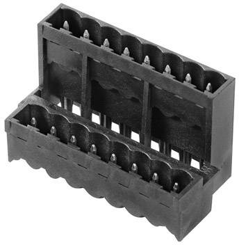 Ein schwarzer Steckverbinder mit zwei Reihen von Metallpins, geeignet zur elektrischen Verbindung in elektronischen Geräten.