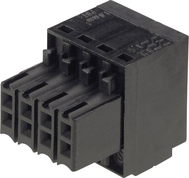 Ein schwarzer elektrischer Steckverbinder mit mehreren Anschlussklemmen.