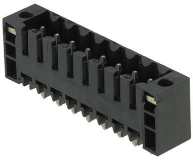 Schwarzer elektrischer Steckverbinder mit mehreren Metallstiften, die zur Verbindung von elektronischen Komponenten verwendet werden.
