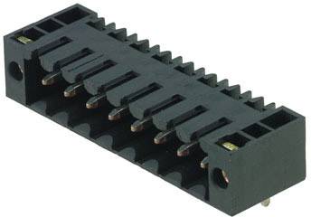 Ein schwarzer elektrischer Steckverbinder mit mehreren Kupplungen, der zur Verbindung von elektronischen Komponenten verwendet wird.