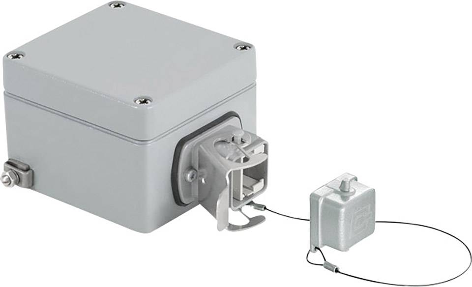 Metallklemmkasten mit herausziehbarem Schalter und Drahtsicherung, für Sicherheitsanwendungen oder elektrische Steuerungen konzipiert.