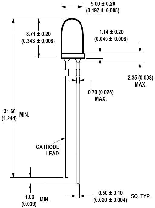 Broadcom HLMP-CM3B-Z10DD LED bedrahtet Grün Rund 5mm 21000 mcd 30° 20mA 3.2V