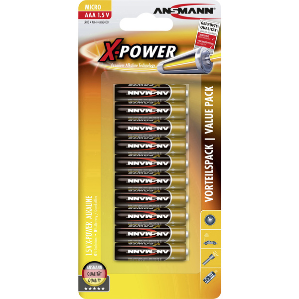 Ansmann X-Power Micro (AAA)-Batterie Alkali-Mangan 1.5 V 10 St.
