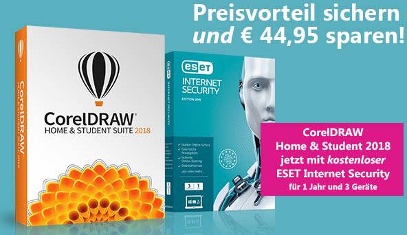 CorelDRAW Home & Student Suite 2018 + 3 User ESET Security Vollversion, 1 Lizenz Windows Bildbearbeitung